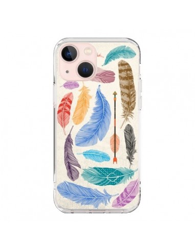 Coque iPhone 13 Mini Feather Plumes Multicolores - Rachel Caldwell