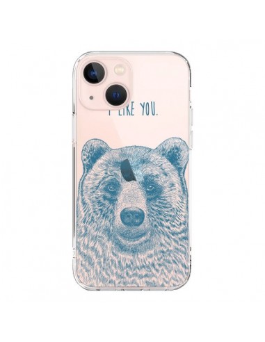 Coque iPhone 13 Mini I Love You Bear Ours Ourson Transparente - Rachel Caldwell