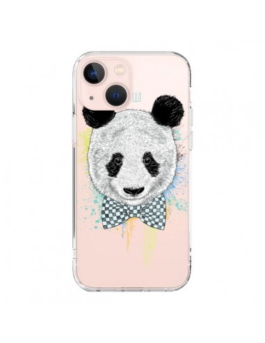 Coque iPhone 13 Mini Panda Noeud Papillon Transparente - Rachel Caldwell