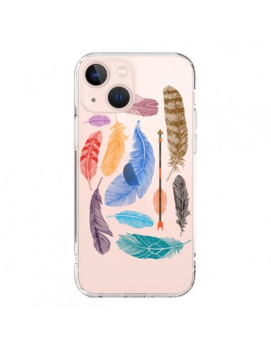 Cover iPhone 13 Mini Piuma Colorata Trasparente - Rachel Caldwell