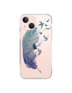 Cover iPhone 13 Mini Piuma Vola Uccelli Trasparente -...