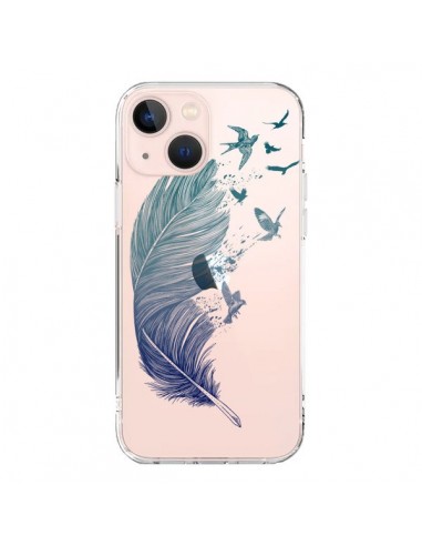 Cover iPhone 13 Mini Piuma Vola Uccelli Trasparente - Rachel Caldwell