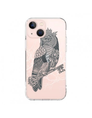 Coque iPhone 13 Mini Owl King Chouette Hibou Roi Transparente - Rachel Caldwell