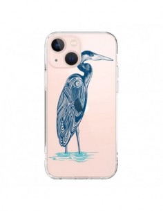 Cover iPhone 13 Mini Heron Blu Uccello Trasparente -...