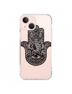 Coque iPhone 13 Mini Hamsa Cinq Doigts Main Mauvais Oeil...