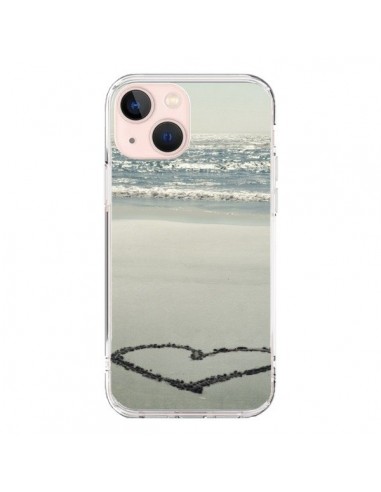 Coque iPhone 13 Mini Coeoeur Plage Beach Mer Sea Love Sable Sand - R Delean