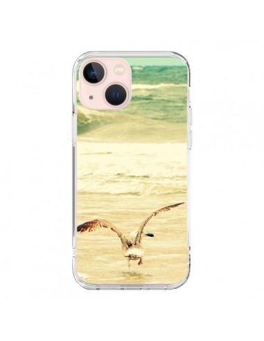 Coque iPhone 13 Mini Mouette Mer Ocean Sable Plage Paysage - R Delean