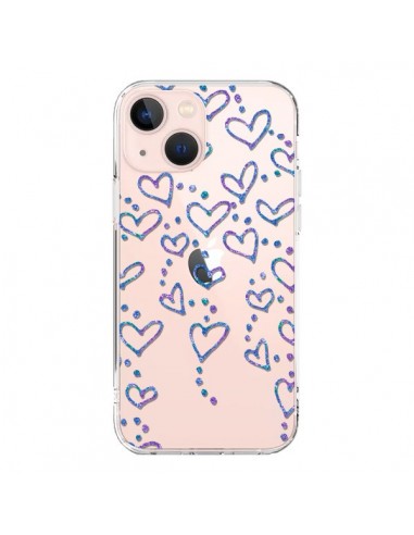 Coque iPhone 13 Mini Floating hearts coeurs flottants Transparente - Sylvia Cook