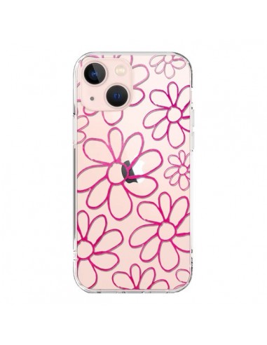 Coque iPhone 13 Mini Flower Garden Pink Fleur Transparente - Sylvia Cook