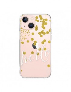 Coque iPhone 13 Mini Hello, Bonjour Transparente - Sylvia...