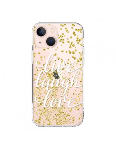 Coque iPhone 13 Mini Live, Laugh, Love, Vie, Ris, Aime Transparente - Sylvia Cook