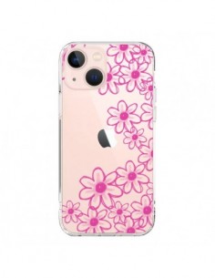 iPhone 13 Mini Case Flowers Pink Clear - Sylvia Cook