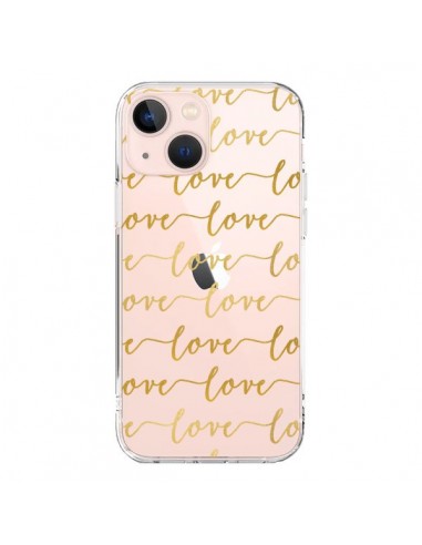 Coque iPhone 13 Mini Love Amour Repeating Transparente - Sylvia Cook