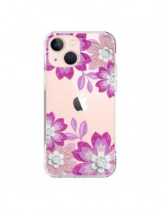 iPhone 13 Mini Case Flowers Winter Pink Clear - Sylvia Cook