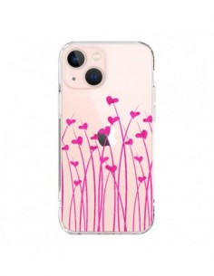 Cover iPhone 13 Mini Amore in Rosa Fiori Trasparente -...