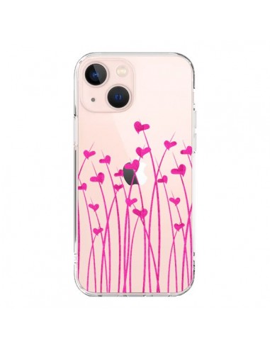 iPhone 13 Mini Case Love in Pink Flowers Clear - Sylvia Cook