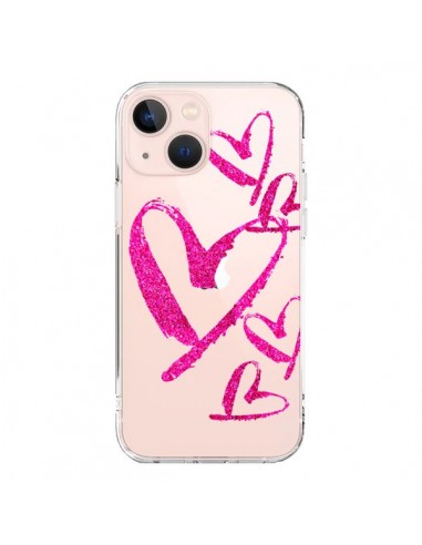 iPhone 13 Mini Case Pink Heart Pink Clear - Sylvia Cook