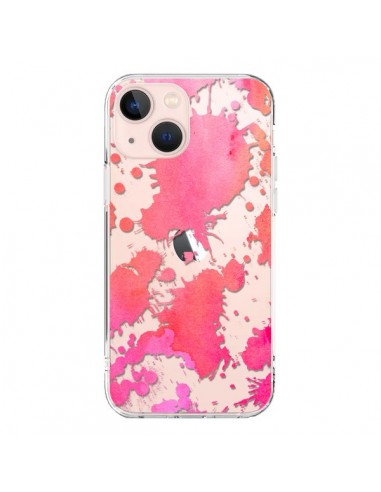 Cover iPhone 13 Mini Splash Colorato Rosa Arancione Trasparente - Sylvia Cook