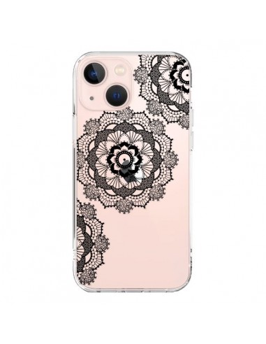 Coque iPhone 13 Mini Triple Mandala Noir Black Transparente - Sylvia Cook