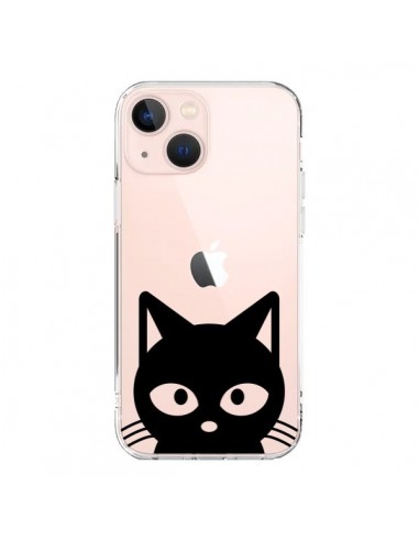 Coque iPhone 13 Mini Tête Chat Noir Cat Transparente - Yohan B.