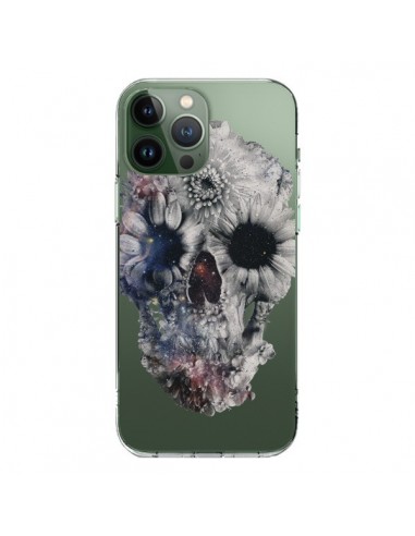 Coque iPhone 13 Pro Max Floral Skull Tête de Mort Transparente - Ali Gulec