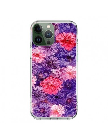 Coque iPhone 13 Pro Max Fleurs Violettes Flower Storm - Asano Yamazaki