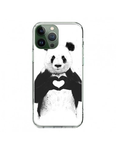 Coque iPhone 13 Pro Max Panda Amour All you need is love - Balazs Solti