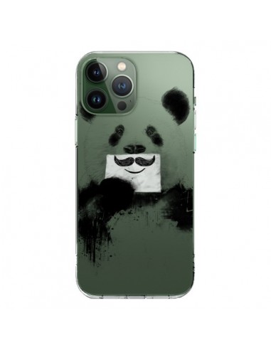 Coque iPhone 13 Pro Max Funny Panda Moustache Transparente - Balazs Solti