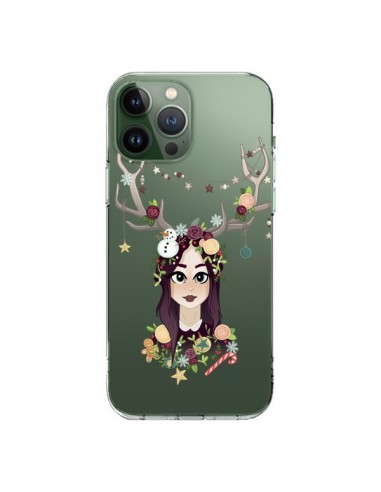 Coque iPhone 13 Pro Max Christmas Girl Femme Noel Bois Cerf Transparente - Chapo