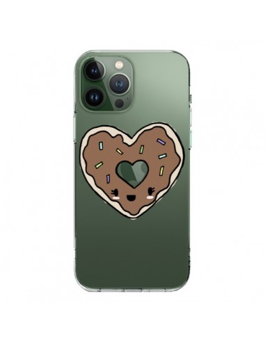 Coque iPhone 13 Pro Max Donuts Heart Coeur Chocolat Transparente - Claudia Ramos
