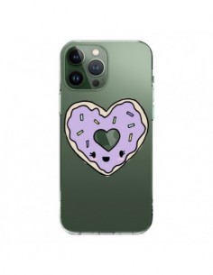 Cover iPhone 13 Pro Max Ciambella Cuore Viola Trasparente...