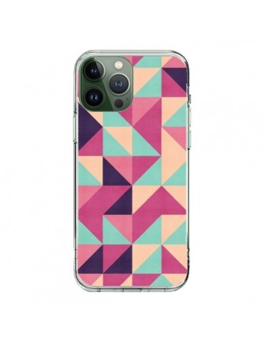 Coque iPhone 13 Pro Max Azteque Triangle Rose Vert - Eleaxart