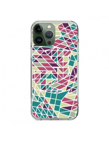 Coque iPhone 13 Pro Max Azteque Triangles Vert Violet - Eleaxart