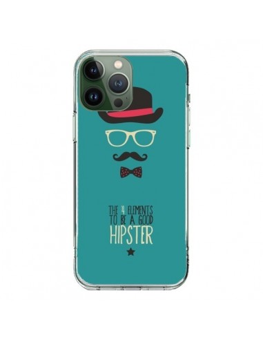 Coque iPhone 13 Pro Max Chapeau, Lunettes, Moustache, Noeud Papillon To Be a Good Hipster - Eleaxart