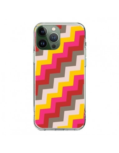 iPhone 13 Pro Max Case Lines Triangle Aztec Pink Red - Eleaxart