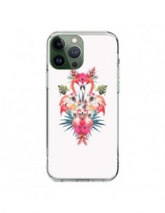 Coque iPhone 13 Pro Max Tropicales Flamingos Tropical...