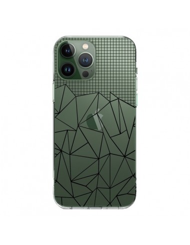 Coque iPhone 13 Pro Max Lignes Grille Grid Abstract Noir Transparente - Project M
