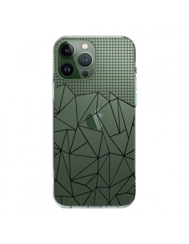 Cover iPhone 13 Pro Max Linee Griglia Grid Abstract Nero Trasparente - Project M