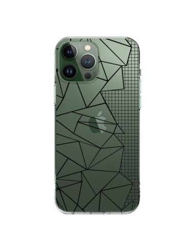 Coque iPhone 13 Pro Max Lignes Grilles Side Grid Abstract Noir Transparente - Project M