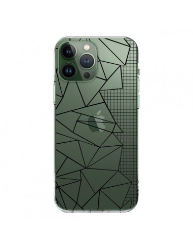 Cover iPhone 13 Pro Max Linee Griglia Side Grid Astratto Nero Trasparente - Project M