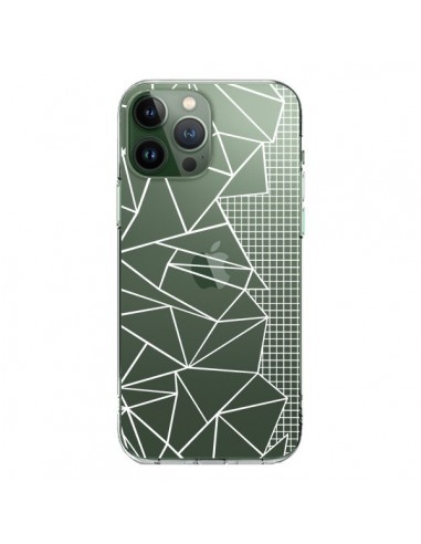 Cover iPhone 13 Pro Max Linee Griglia Side Grid Astratto Bianco Trasparente - Project M