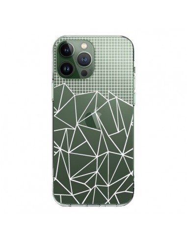 Coque iPhone 13 Pro Max Lignes Grilles Grid Abstract Blanc Transparente - Project M