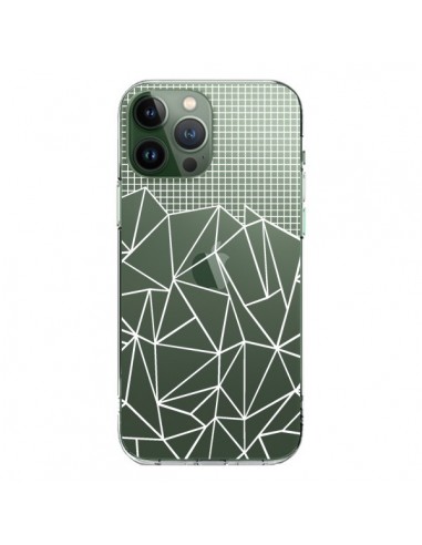 Cover iPhone 13 Pro Max Linee Griglia Grid Astratto Bianco Trasparente - Project M