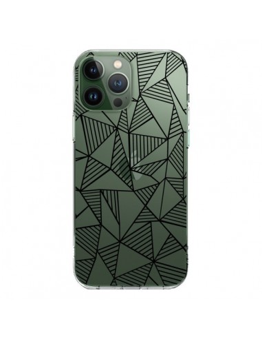 Cover iPhone 13 Pro Max Linee Griglia Triangles Grid Astratto Nero Trasparente - Project M