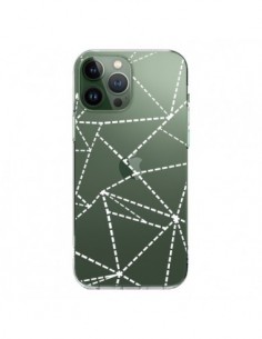 Coque iPhone 13 Pro Max Lignes Points Abstract Blanc...