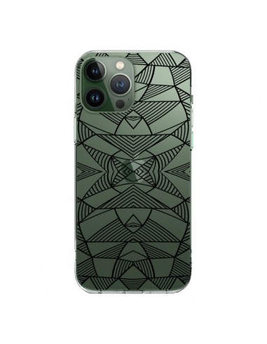 Cover iPhone 13 Pro Max Linee Specchi Griglia Triangoli Grid Astratto Nero Trasparente - Project M