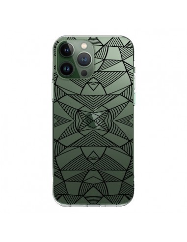 iPhone 13 Pro Max Case Lines Mirrors Grid Triangles Abstract Black Clear - Project M