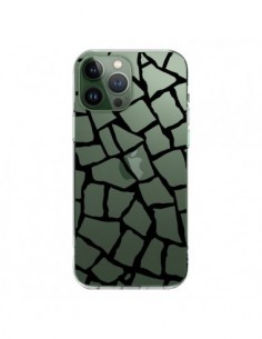 Cover iPhone 13 Pro Max Giraffa Mosaico Nero Trasparente...