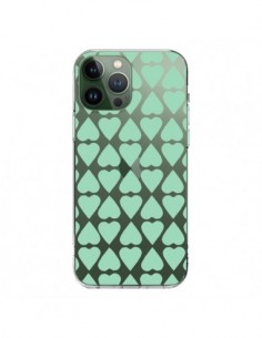 Cover iPhone 13 Pro Max Cuore Verde Menta Trasparente -...