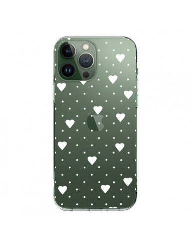 iPhone 13 Pro Max Case Points Hearts White Clear - Project M